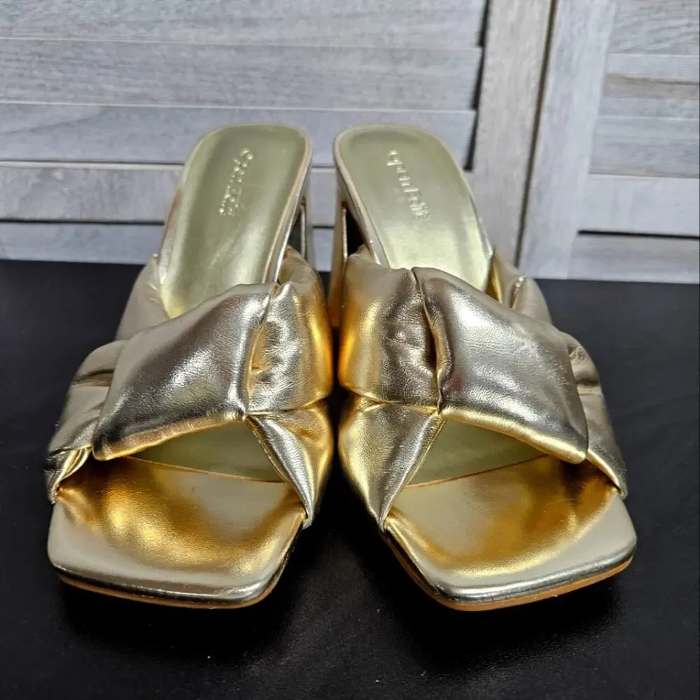 Open Edit Saydee Gold Mellatic Slip On Sandal Size 6 - Picture 2 of 9